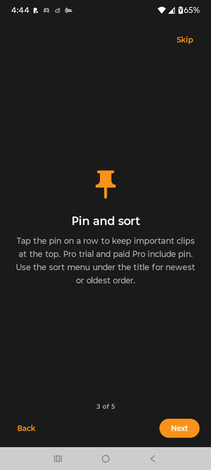 ClipVault tutorial pin and sort